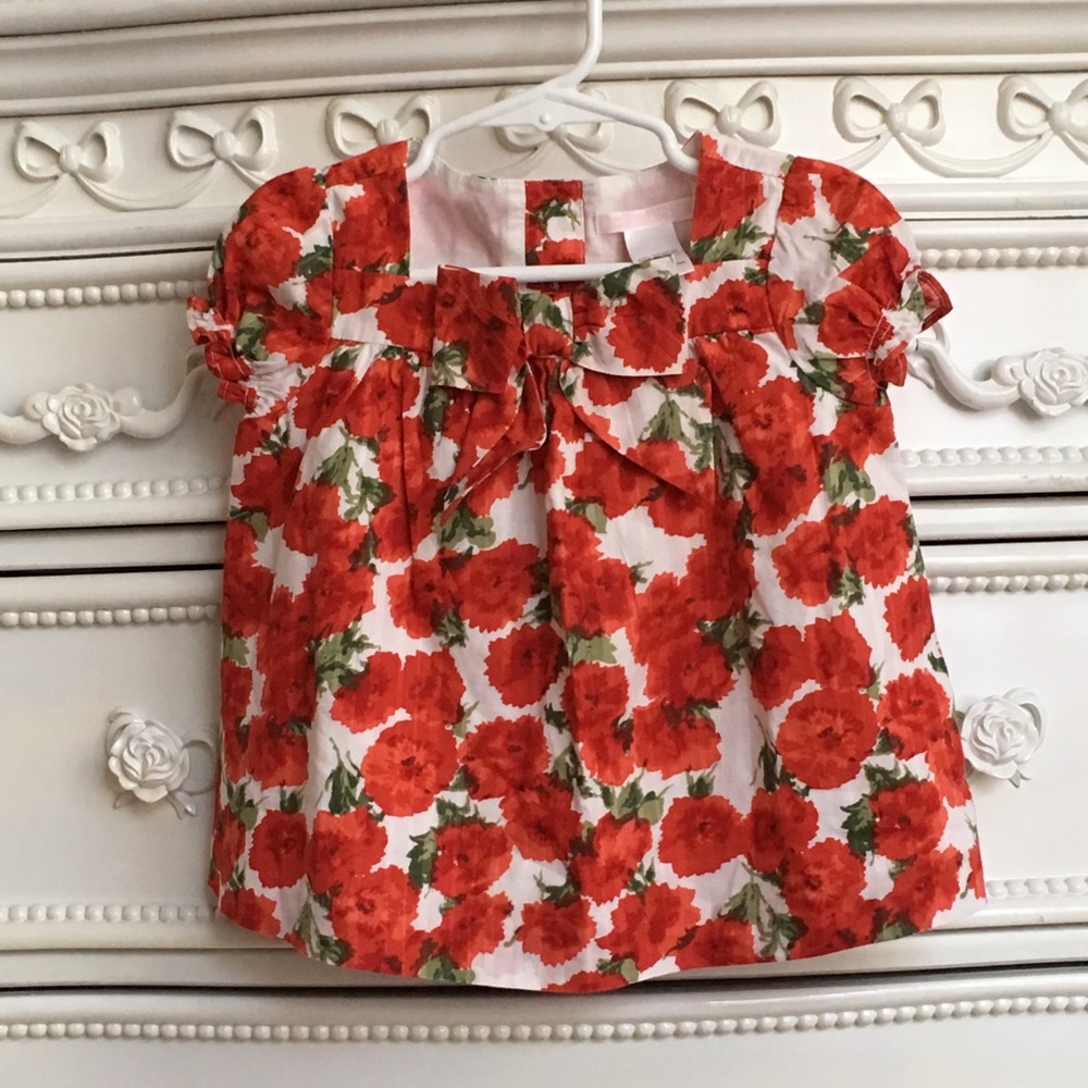 Janie And Jack Floral bow top size 18-24m